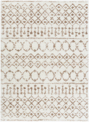 Livabliss Aliyah Moroccan Shag Rug Plush Polyester Pile Bohemian Accent for Entryway or Bedroom Tan, Cream 5'3" x 7'3" ALH2303-5373