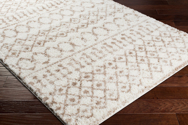 Livabliss Aliyah Moroccan Shag Rug Plush Polyester Pile Bohemian Accent for Entryway or Bedroom Tan, Cream 5'3" x 7'3" ALH2303-5373