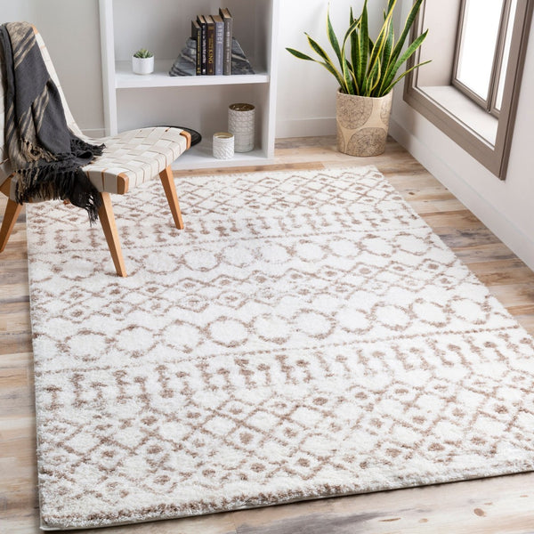 Livabliss Aliyah Moroccan Shag Rug Plush Polyester Pile Bohemian Accent for Entryway or Bedroom Tan, Cream 5'3" x 7'3" ALH2303-5373