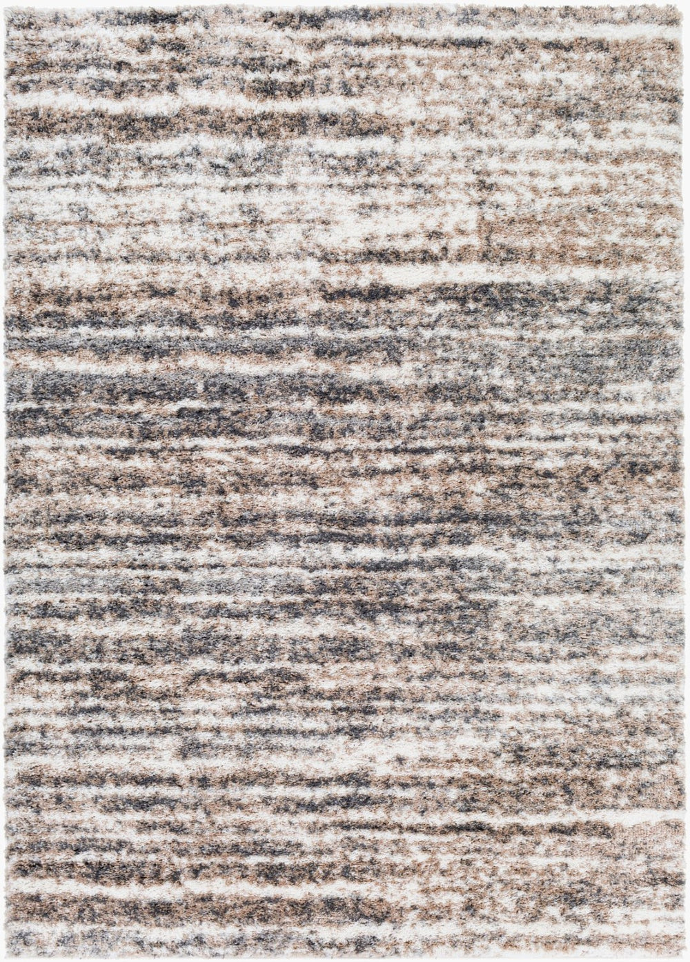 Livabliss Aliyah Shag Polyester Area Rug Machine Woven Plush Pile for Modern Minimalist Spaces Charcoal, Cream 6'7" x 9' ALH2307-679