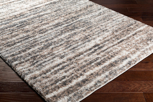 Livabliss Aliyah Shag Polyester Area Rug Machine Woven Plush Pile for Modern Minimalist Spaces Charcoal, Cream 7'10" x 10' ALH2307-71010