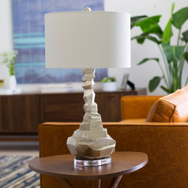 Surya Alexis Artisan Resin Table Lamp with Linen Drum Shade for Eclectic Living Spaces ALI-100