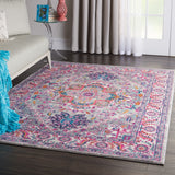 Nourison Passion PSN20 Machine Made Power-loomed Floral Border Indoor Only Bohemian  Rug Light Grey,Pink, Grey and Pink 100% Polypropylene 99446486738