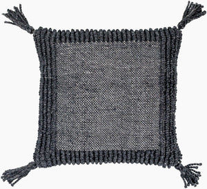 Surya Alaric 18” Accent Pillow – Luxurious Polyester Cushion With Modern Texture For Home Décor Refresh Black Recycled Pet Yarn,Polyester Alk001-2222p