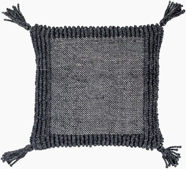 Surya Alaric 18” Accent Pillow – Luxurious Polyester Cushion With Modern Texture For Home Décor Refresh Black Recycled Pet Yarn,Polyester Alk001-2222p