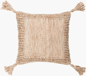 Surya Alaric 18” Accent Pillow – Luxurious Polyester Cushion With Modern Texture For Home Décor Refresh Tan Recycled Pet Yarn,Polyester Alk003-2020d