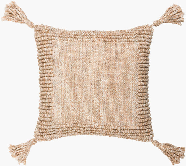 Surya Alaric 18” Accent Pillow – Luxurious Polyester Cushion With Modern Texture For Home Décor Refresh Tan Recycled Pet Yarn,Polyester Alk003-2020d