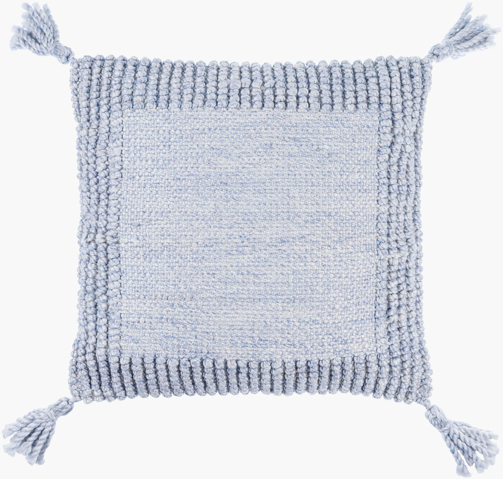 Surya Alaric 18” Accent Pillow – Luxurious Polyester Cushion With Modern Texture For Home Décor Refresh Pale Blue Recycled Pet Yarn,Polyester Alk005-2222