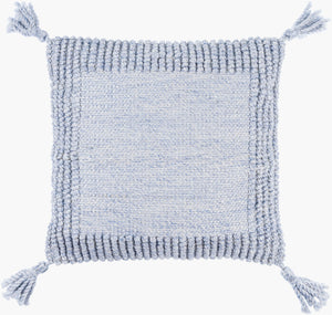 Surya Alaric 18” Accent Pillow – Luxurious Polyester Cushion With Modern Texture For Home Décor Refresh Pale Blue Recycled Pet Yarn,Polyester Alk005-2222
