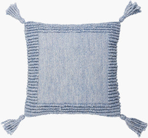 Surya Alaric 18” Accent Pillow – Luxurious Polyester Cushion With Modern Texture For Home Décor Refresh Light Blue Recycled Pet Yarn,Polyester Alk006-2020p