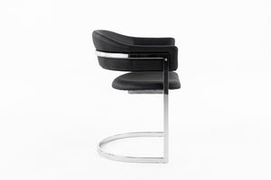 VIG Furniture Allie Black Leatherette Dining Chair With Polished Stainless Semi-Circle Base, Ergonomic Comfort VGVCB859A-BLK