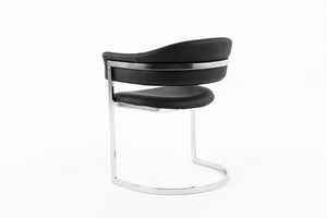 VIG Furniture Allie Black Leatherette Dining Chair With Polished Stainless Semi-Circle Base, Ergonomic Comfort VGVCB859A-BLK