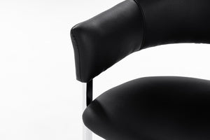 VIG Furniture Allie Black Leatherette Dining Chair With Polished Stainless Semi-Circle Base, Ergonomic Comfort VGVCB859A-BLK