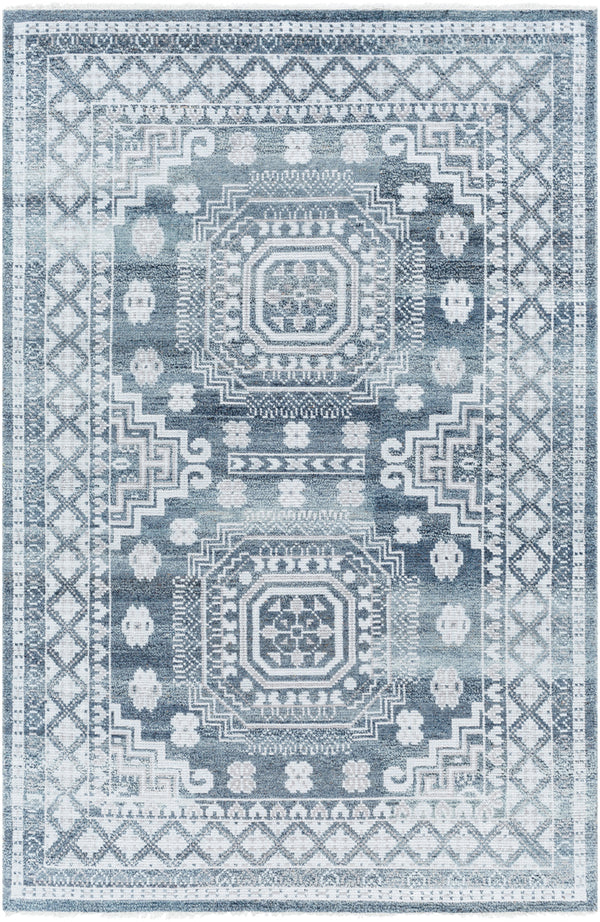 Almeria ALM-2300 6' x 9' Handmade Rug ALM2300-69  Black, Medium Gray, Light Beige, Pale Blue, Cream Surya