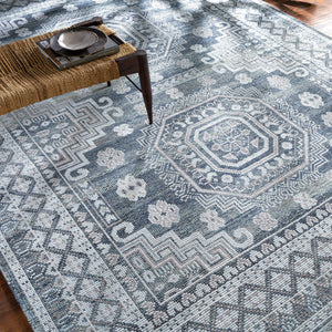 Almeria ALM-2300 8' x 10' Handmade Rug ALM2300-810  Black, Medium Gray, Light Beige, Pale Blue, Cream Surya