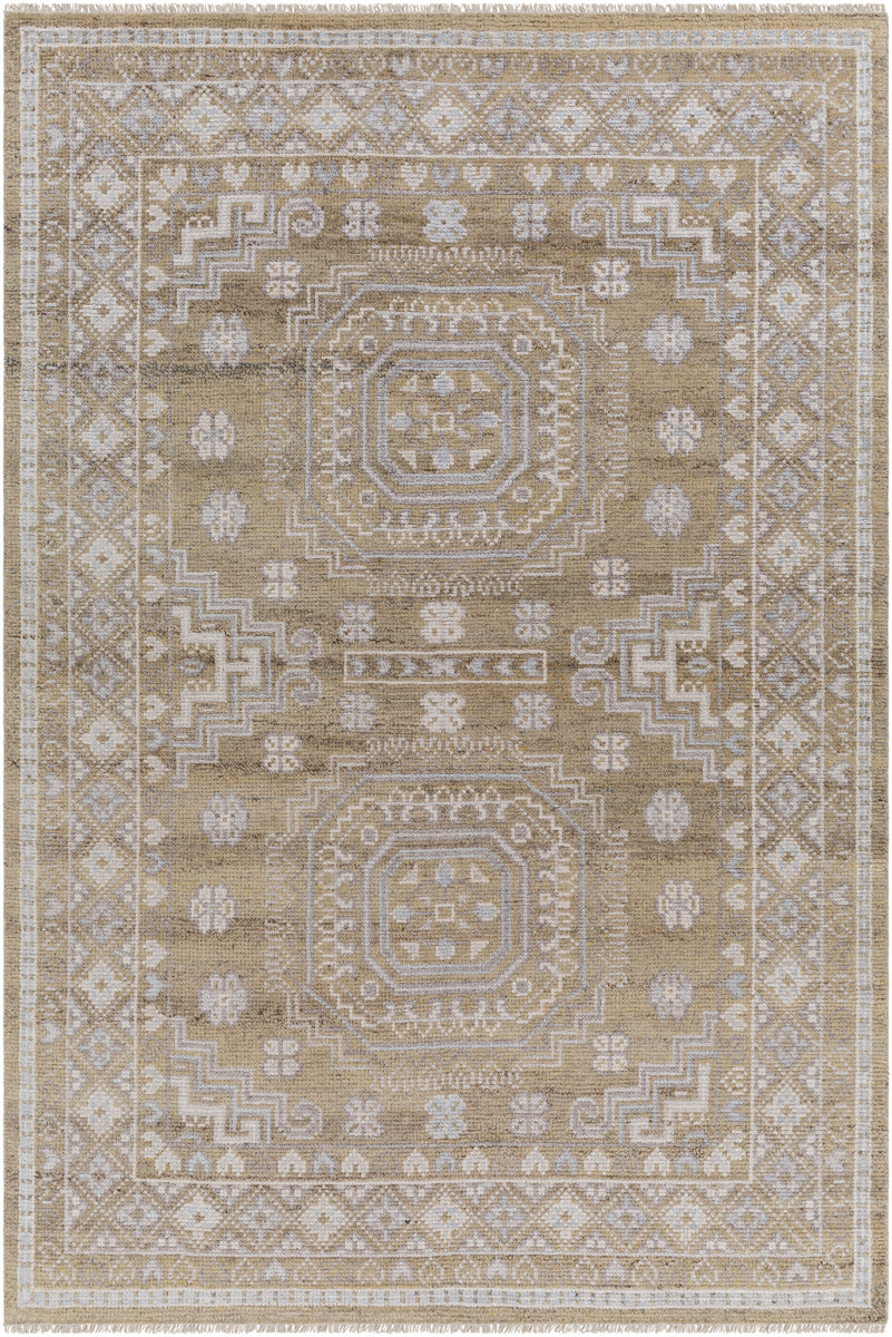 Almeria ALM-2301 6' x 9' Handmade Rug ALM2301-69  Mustard, Medium Gray, Pale Blue, Light Beige, Cream, Black Surya