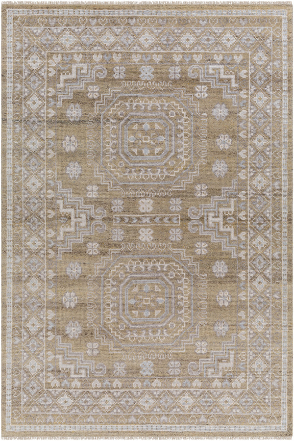Almeria ALM-2301 6' x 9' Handmade Rug ALM2301-69  Mustard, Medium Gray, Pale Blue, Light Beige, Cream, Black Surya