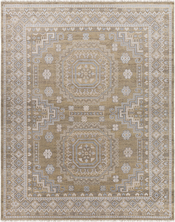 Almeria ALM-2301 8' x 10' Handmade Rug ALM2301-810  Mustard, Medium Gray, Pale Blue, Light Beige, Cream, Black Surya