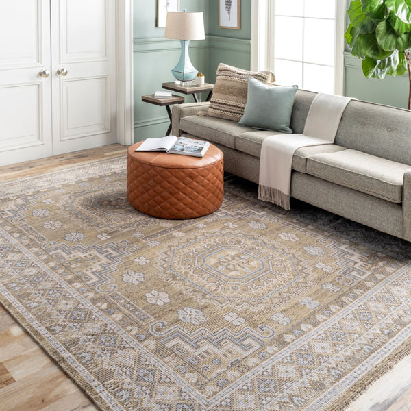 Surya Almeria Hand-made 2' X 3' Luxurious Wool & Viscose Rug - Elegant, Timeless Design For Any Space Mustard Wool,Viscose Alm2301-23