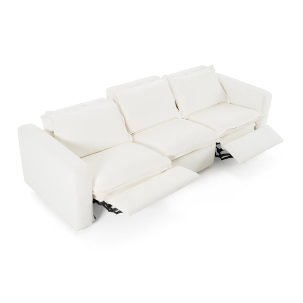 Vig Furniture Divani Casa Almagre - Elegant White Fabric Sofa With 3 Electric Recliners For Ultimate Comfort White  Vgev-g2315-wht