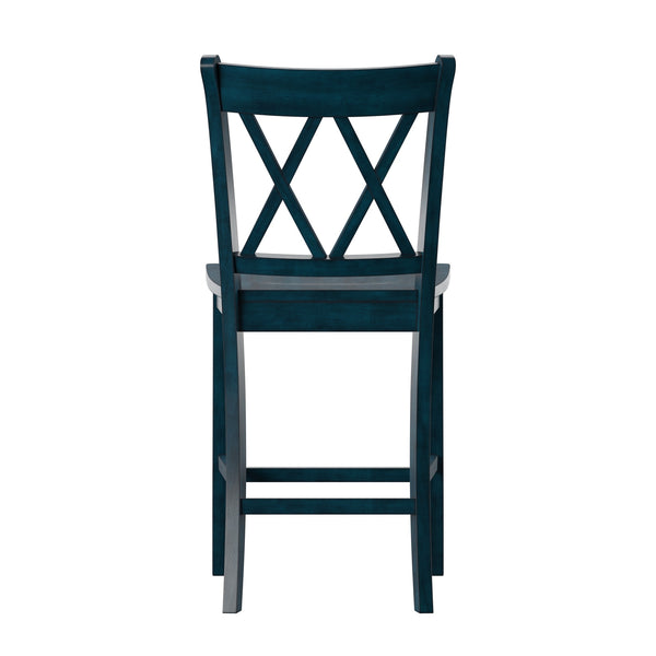Homelegance By Top-Line Juliette Double X-Back Counter Height Chairs (Set of 2) Blue Rubberwood