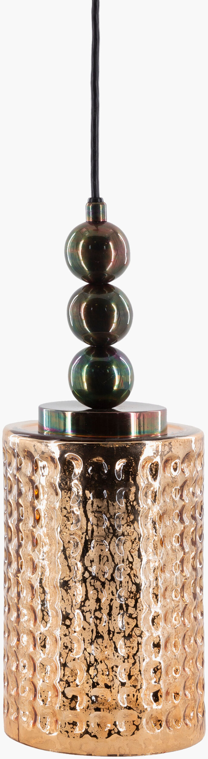 Surya Alsen Pendant Light - 15" Tall Contemporary Glass & Metal Design For Warm Ambiance In Your Home Fixture, Champagne Glass,Iron Aln-002