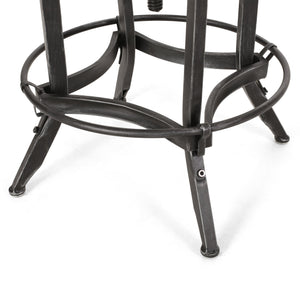 English Elm Christopher Knight Home® - Industrial Firwood Adjustable Swivel Barstools Set of 2 — Rustic Pewter Iron Frame, Height-Adjustable Comfort 67373.00