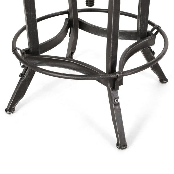 English Elm Christopher Knight Home® - Industrial Firwood Adjustable Swivel Barstools Set of 2 — Rustic Pewter Iron Frame, Height-Adjustable Comfort 67373.00
