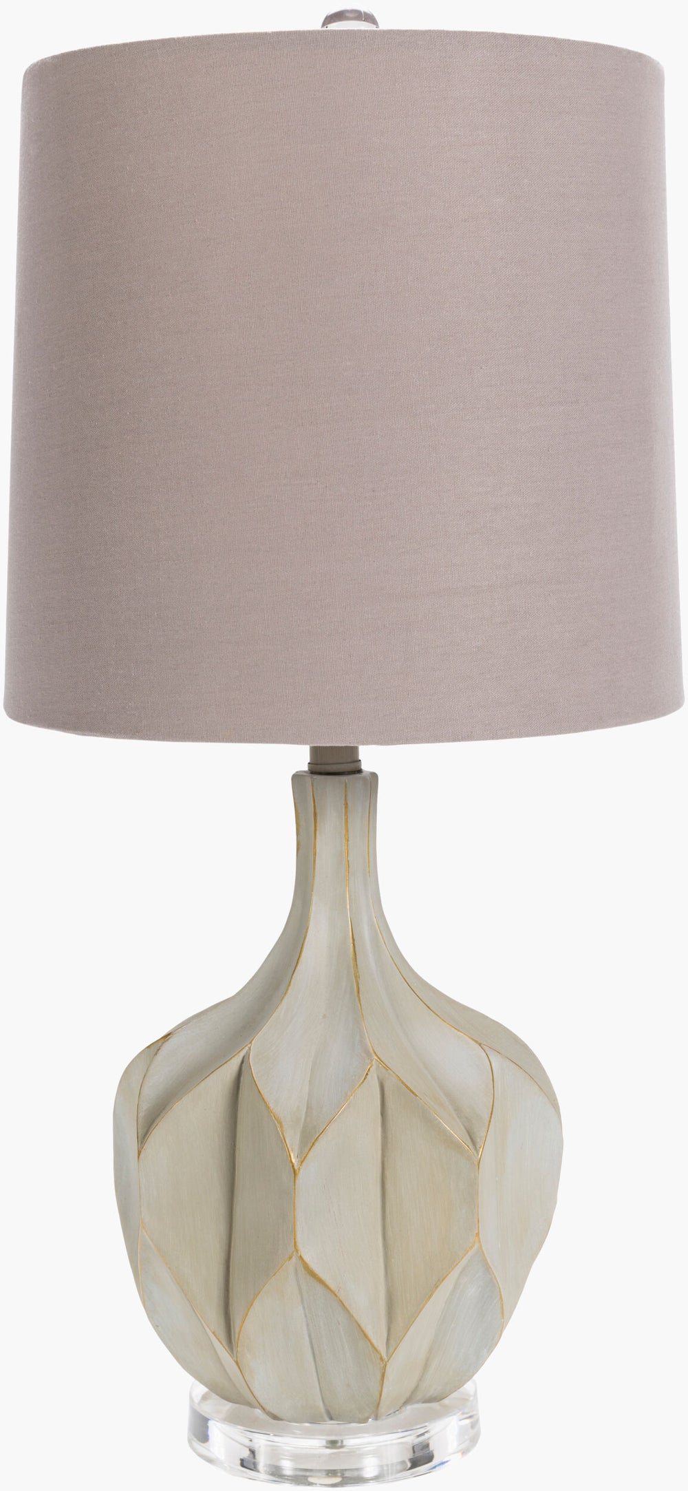 Surya Alpena Modern 28" Accent Table Lamp With Crystal Base & Chic Linen Shade For Stylish Illumination Body, Light Gray,Base, Clear,Finial, Metallic ,Nickel,Harp, Metallic ,Nickel Resin,Crystal,Linen Alp100-tbl