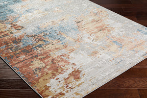 Alpine ALP-2316 8'10" x 12'4" Machine Woven Rug ALP2316-9124  Peach, Blue, Light Gray, Off-White, Charcoal, Medium Gray Surya