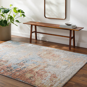 Alpine ALP-2316 8'10" x 12'4" Machine Woven Rug ALP2316-9124  Peach, Blue, Light Gray, Off-White, Charcoal, Medium Gray Surya