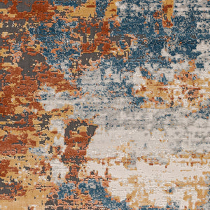 Alpine ALP-2316 8'10" x 12'4" Machine Woven Rug ALP2316-9124  Peach, Blue, Light Gray, Off-White, Charcoal, Medium Gray Surya