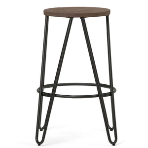 English Elm Simeon - Set Of 2 Industrial-Style 26" Metal Counter Stools With Elmwood Seat In Cocoa Brown/Black B136P159608-GIGA