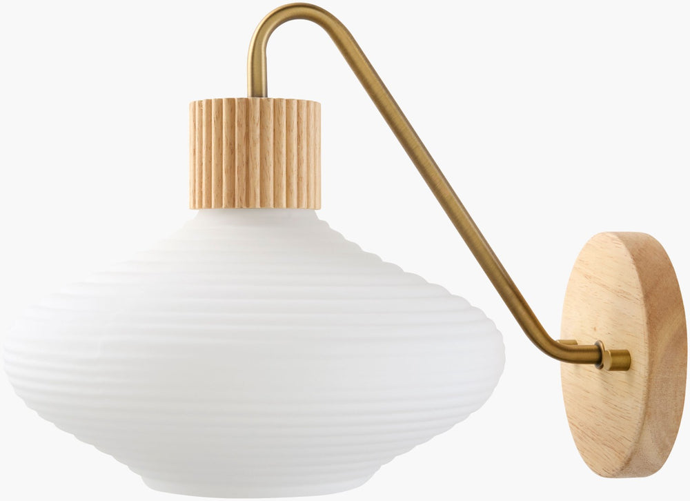 Livabliss Alsora Mid-century Metal Wall Sconce with Glass Shade for Bedroom or Hallway ALSR-001
