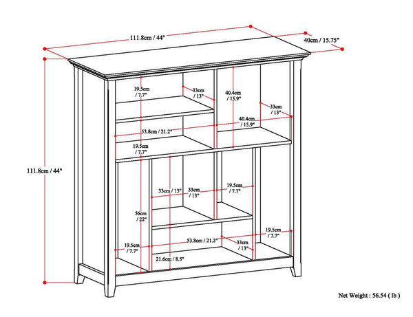 English Elm Amherst Multi Cube Bookcase - Handcrafted Solid Wood Storage Unit In Rich Hickory Brown Finish B136P159435
