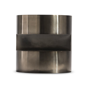 Bernhardt Bernhardt Cassie Sculptural Side Table In Dark Bronze Polished Stainless Steel With Open Shelves, 24" X 32.25" 332122