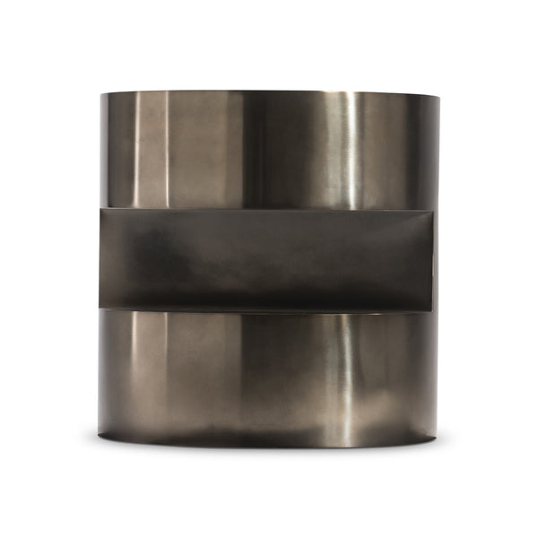 Bernhardt Bernhardt Cassie Sculptural Side Table In Dark Bronze Polished Stainless Steel With Open Shelves, 24" X 32.25" 332122