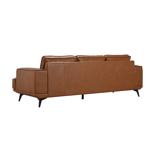 Porter Designs Porter Pirelli Midcentury Modern Full-grain Leather Sofa In Cognac Tan With Rubberwood Base Brown Leather 02-204-01-0330