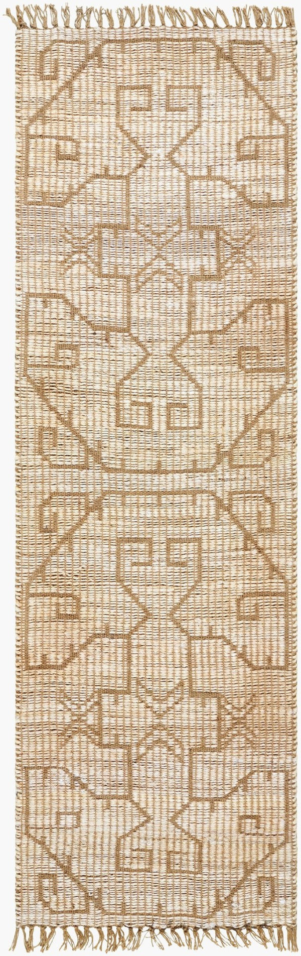 Livabliss Alex Handwoven Jute Flatweave Runner Natural Fiber Fringe Accent for Hallways and Entryways Beige, Sandston 2'6" x 8' ALX2300-268