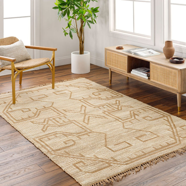 Livabliss Alex Handwoven Jute Flatweave Runner Natural Fiber Fringe Accent for Hallways and Entryways Beige, Sandston 2'6" x 8' ALX2300-268