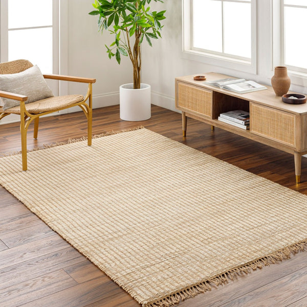 Livabliss Alex Handwoven Jute Flatweave Rug Natural Fiber Artisan Fringe for Entryway or Bath Beige, Sand 27" x 45" ALX2301-2745
