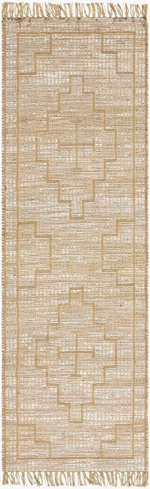 Livabliss Alex Handwoven Jute Runner Rug with Fringe for Entryway Hallway Bohemian Farmhouse Beige, Sandston 2'6" x 8' ALX2304-268