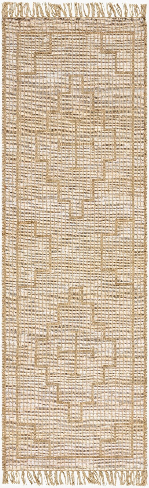 Livabliss Alex Handwoven Jute Runner Rug with Fringe for Entryway Hallway Bohemian Farmhouse Beige, Sandston 2'6" x 8' ALX2304-268