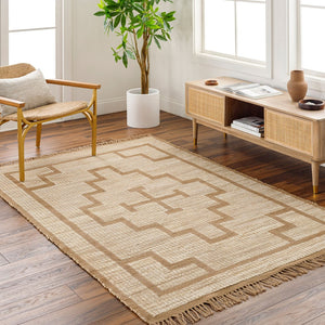 Livabliss Alex Handwoven Jute Runner Rug with Fringe for Entryway Hallway Bohemian Farmhouse Beige, Sandston 2'6" x 8' ALX2304-268