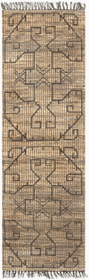 Livabliss Alex Handwoven Jute Flatweave Runner Rug Artisan Fringe Accent for Hallways and Entryways Taupe, Charcoal 2'6" x 8' ALX2305-268