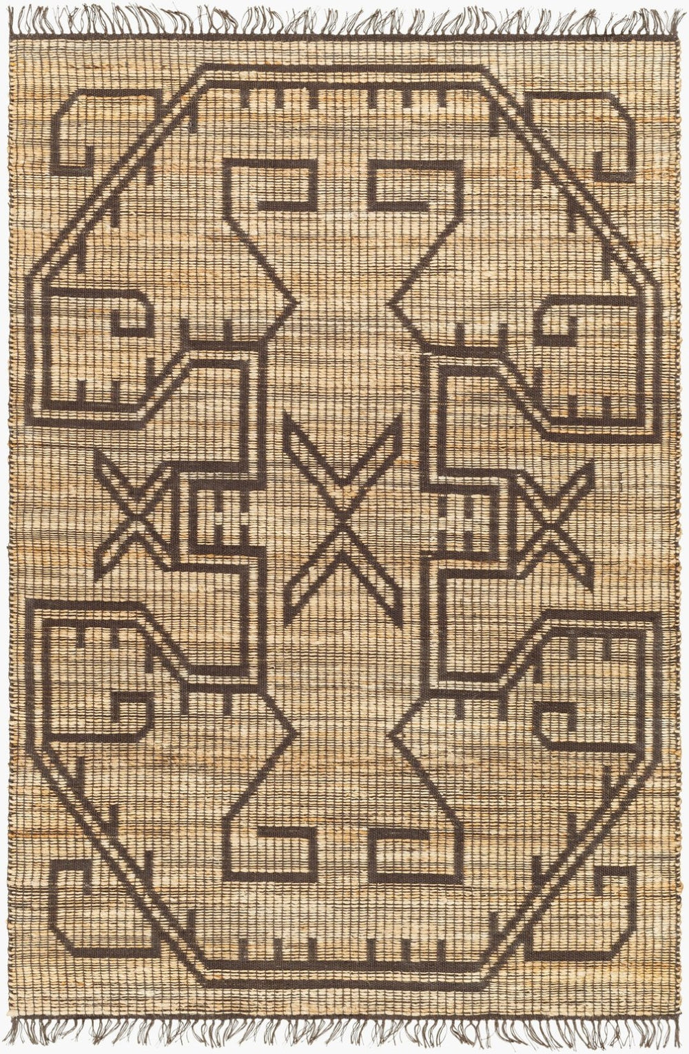 Livabliss Alex Handwoven Jute Flatweave Runner Rug Artisan Fringe Accent for Hallways and Entryways Taupe, Charcoal 8' x 10' ALX2305-810