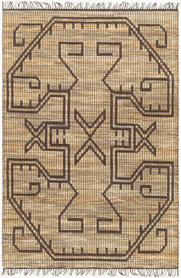 Livabliss Alex Handwoven Jute Flatweave Runner Rug Artisan Fringe Accent for Hallways and Entryways Taupe, Charcoal 8' x 10' ALX2305-810