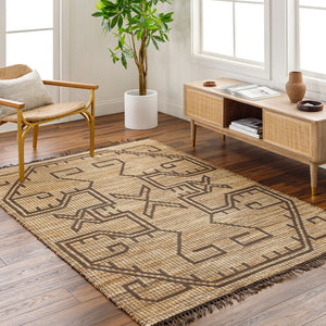 Livabliss Alex Handwoven Jute Flatweave Runner Rug Artisan Fringe Accent for Hallways and Entryways Taupe, Charcoal 8' x 10' ALX2305-810