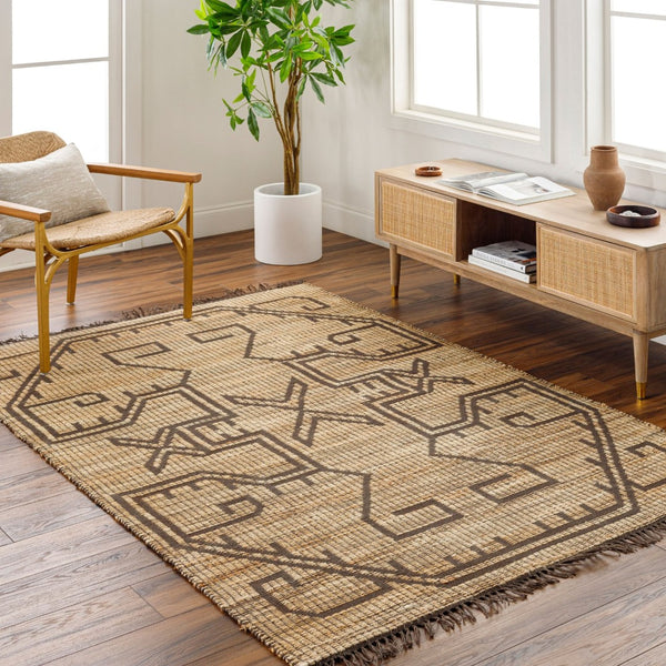 Livabliss Alex Handwoven Jute Flatweave Runner Rug Artisan Fringe Accent for Hallways and Entryways Taupe, Charcoal 8' x 10' ALX2305-810