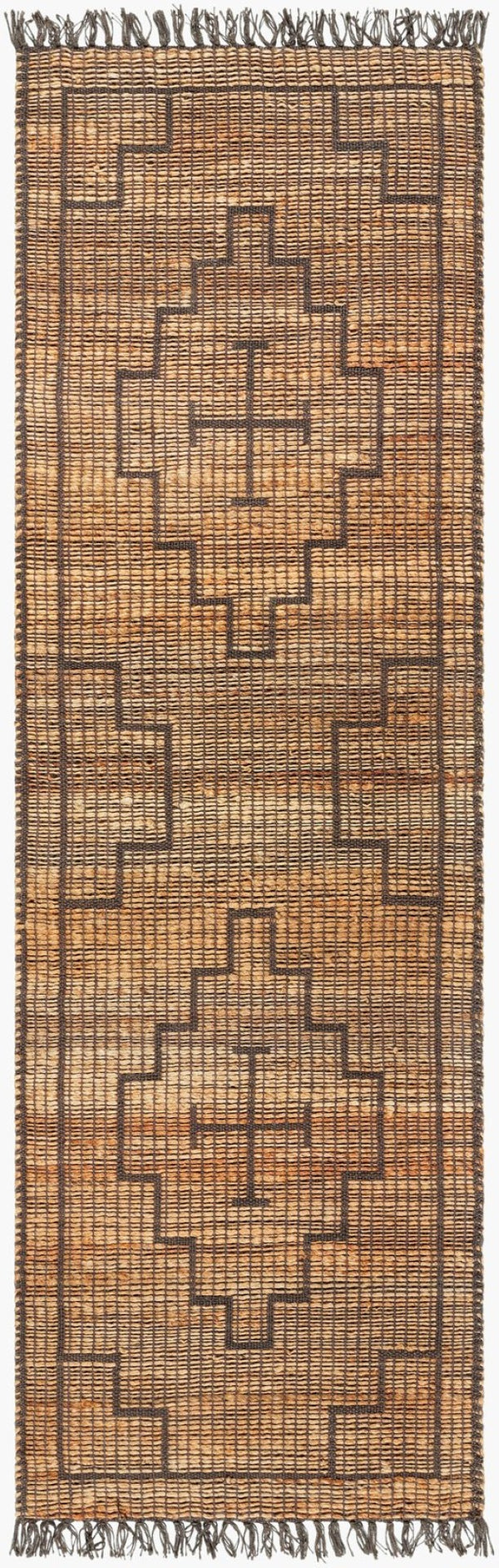 Livabliss Alex Handwoven Jute Runner Rug Artisan Fringe Natural Fiber Entryway Hallway Accent Burnt Sienna, C 2'6" x 8' ALX2309-268